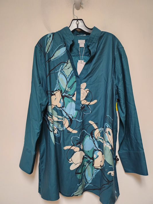 Top Long Sleeve By Chicos In Teal, Size: 2x