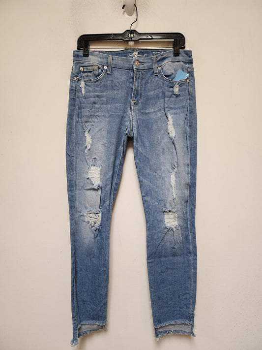 Jeans Skinny By 7 For All Mankind In Blue Denim, Size: 6