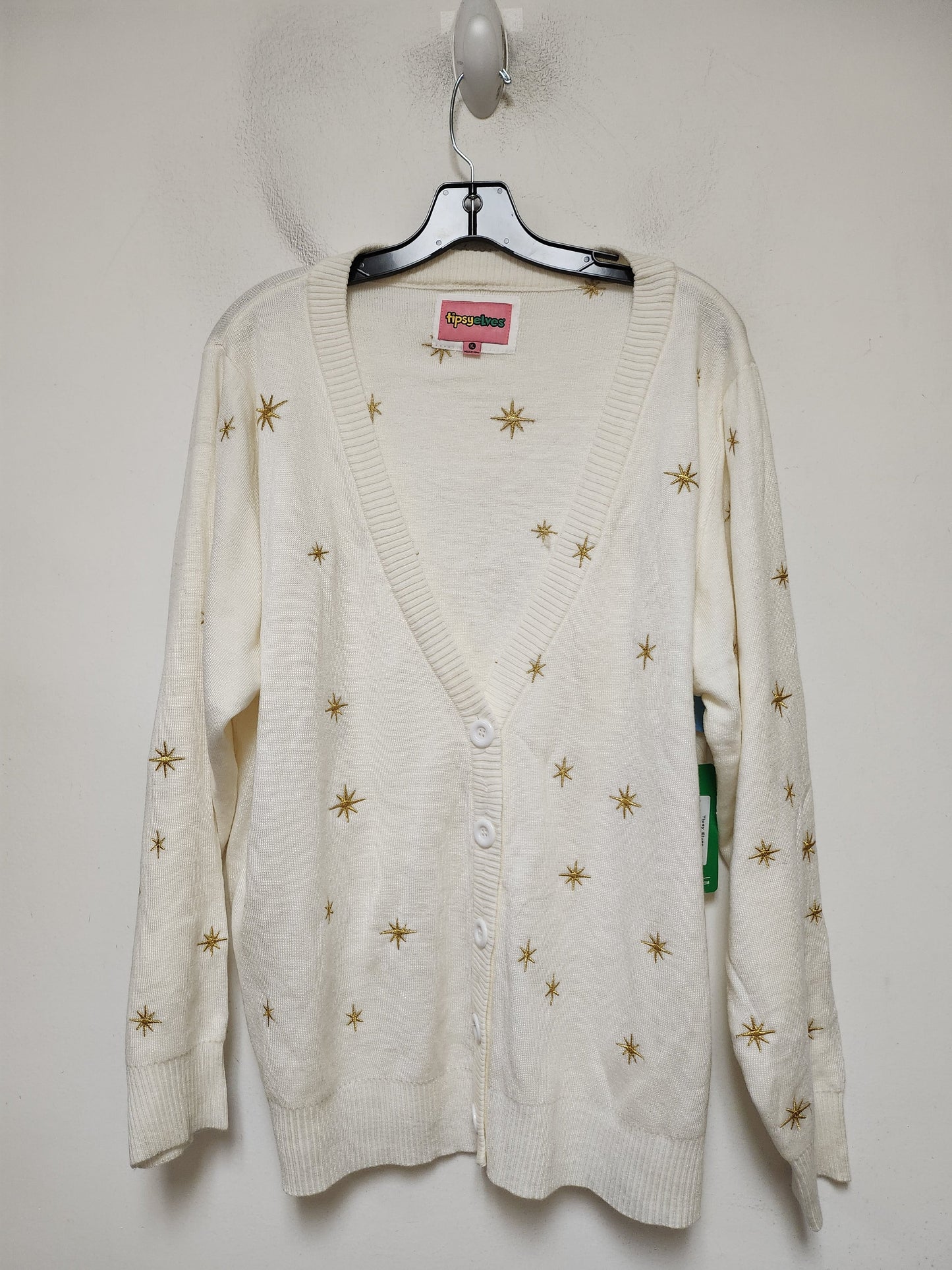 Cardigan By Clothes Mentor In Cream, Size: Xl