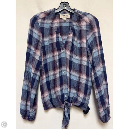 Top Long Sleeve By Cloth And Stone In Plaid Pattern, Size: Xs