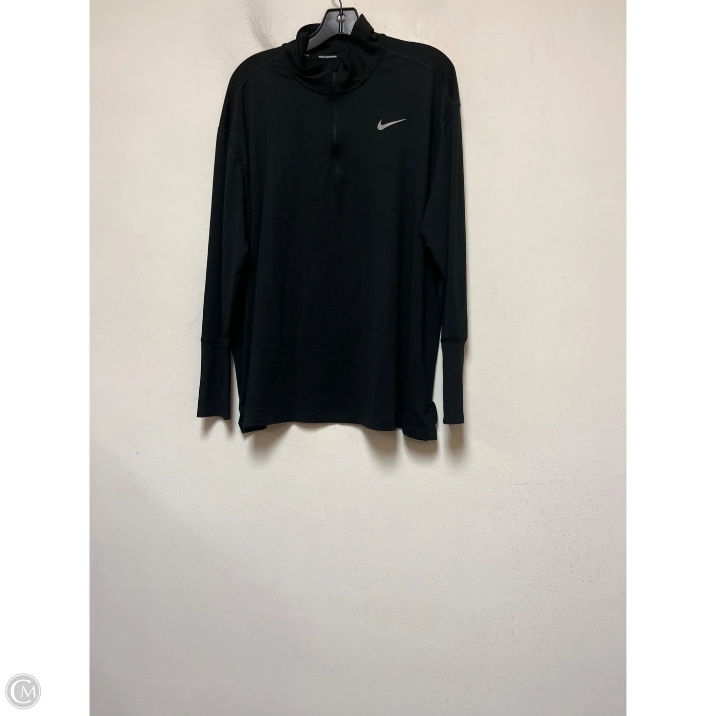 Athletic Top Long Sleeve Collar By Nike Apparel In Black, Size: 1x