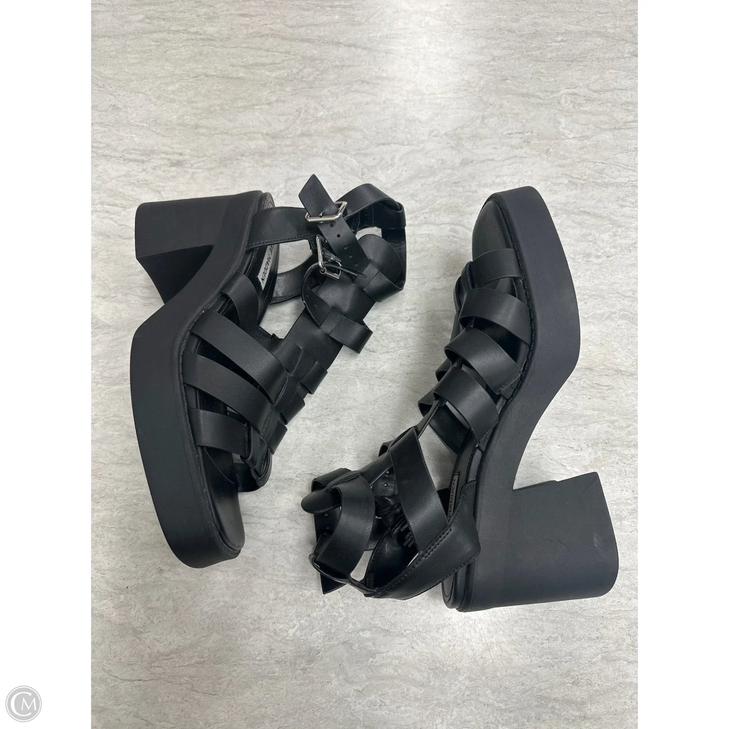 Sandals Heels Platform By Steve Madden In Black, Size: 10