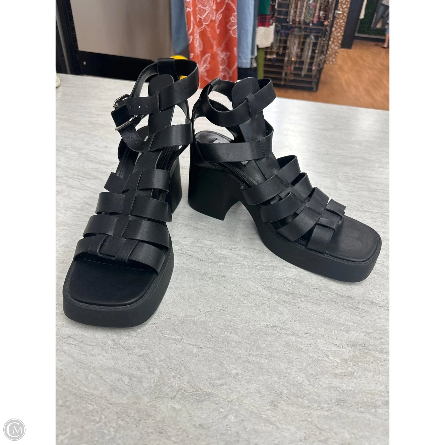 Sandals Heels Platform By Steve Madden In Black, Size: 10