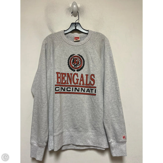 Sweatshirt Crewneck By Homage In Grey & Orange, Size: S