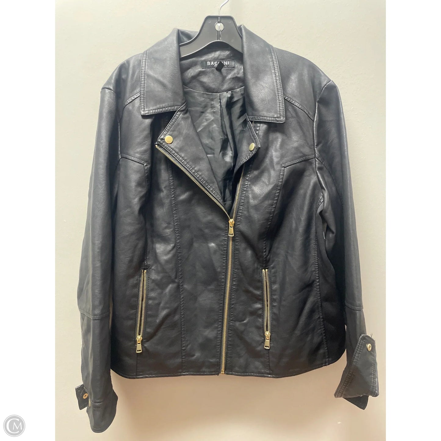 Jacket Moto By Baccini In Black, Size: 2x