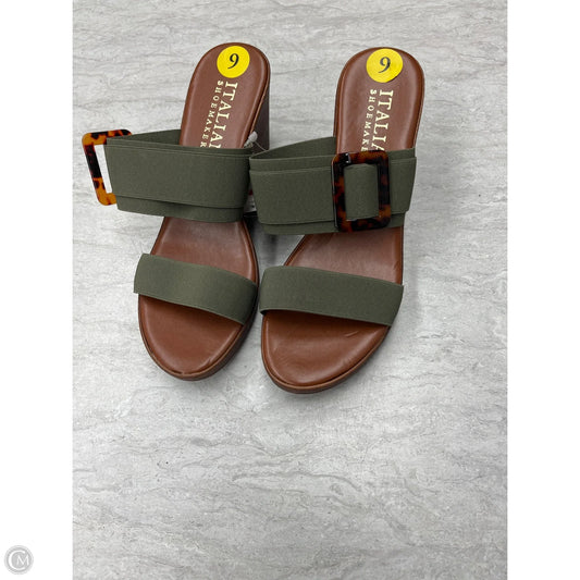 Sandals Heels Wedge By Italian Shoemakers In Green, Size: 9