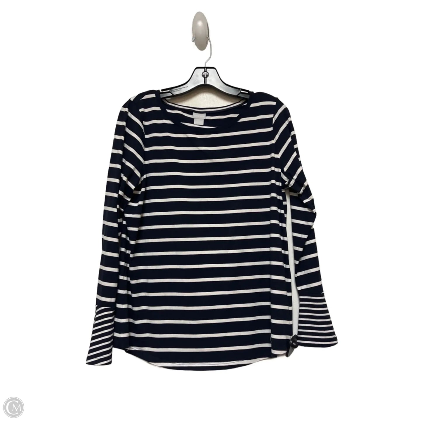 Top Long Sleeve Basic By Chicos In Striped Pattern, Size: M