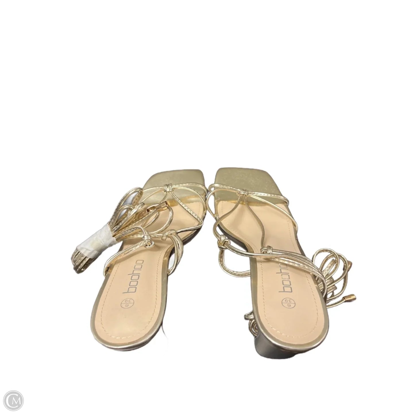 Shoes Heels Block By Boohoo Boutique In Gold, Size: 9