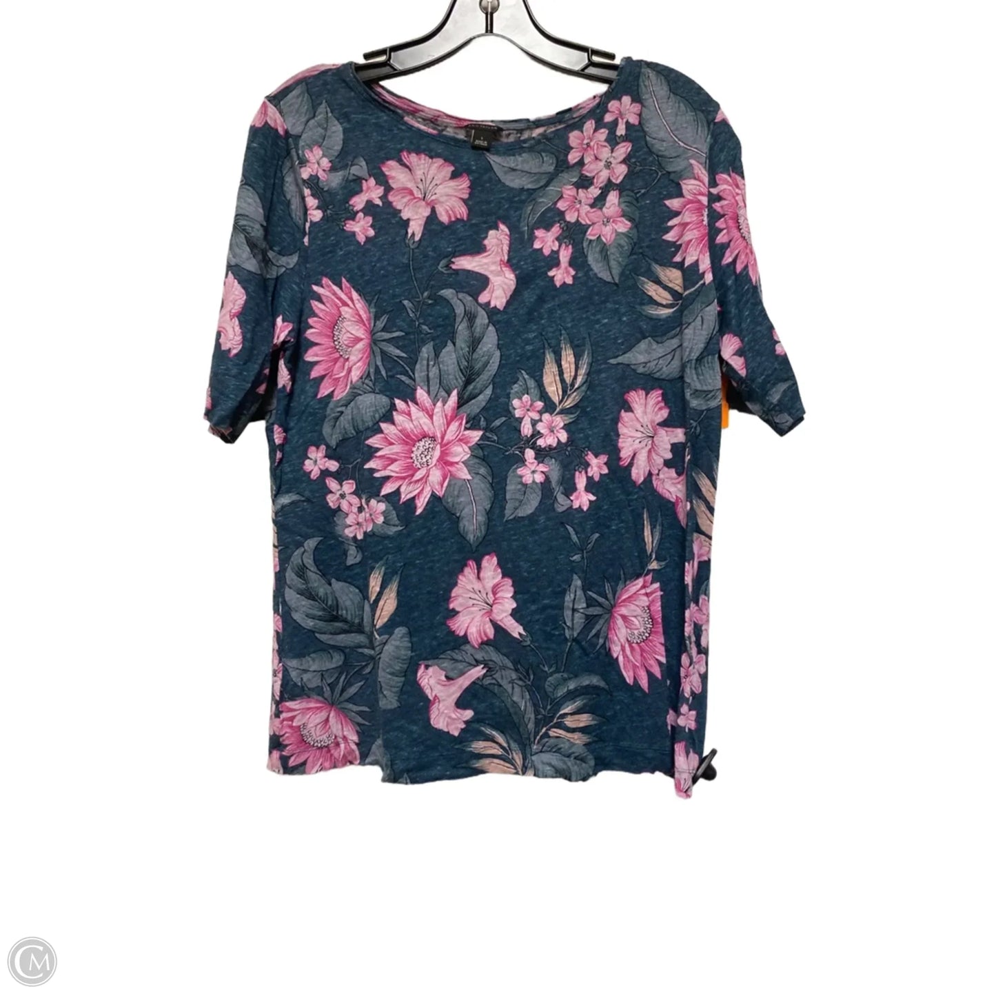 Top Short Sleeve Basic By Ann Taylor In Floral Print, Size: L
