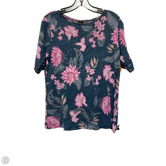 Top Short Sleeve Basic By Ann Taylor In Floral Print, Size: L