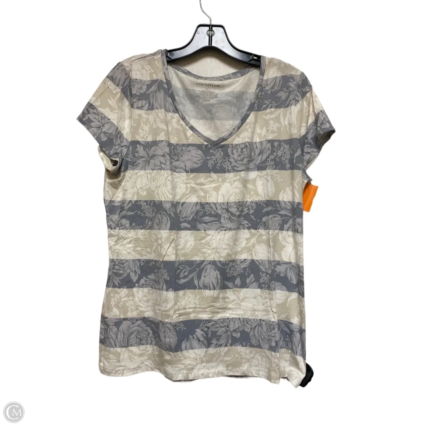 Top Short Sleeve Basic By Ann Taylor In Floral Print, Size: L