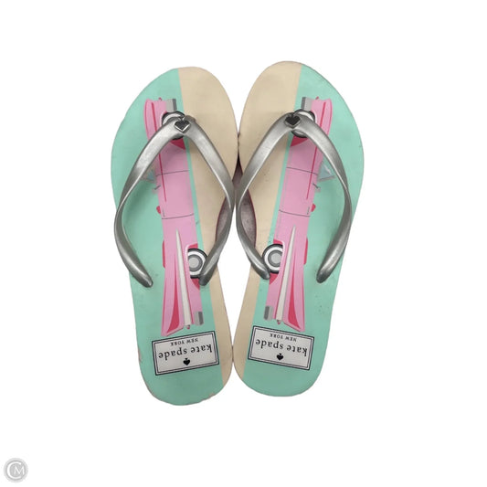 Sandals Designer By Kate Spade In Green & Pink, Size: 6