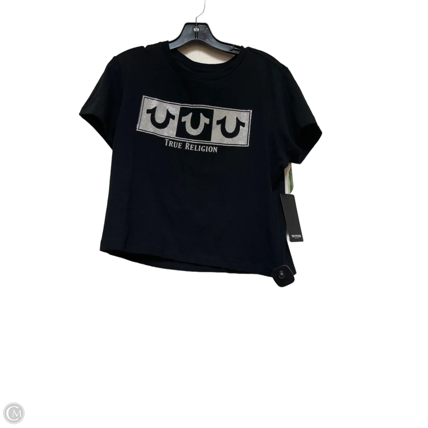 Top Short Sleeve Basic By True Religion In Black & Silver, Size: Xl