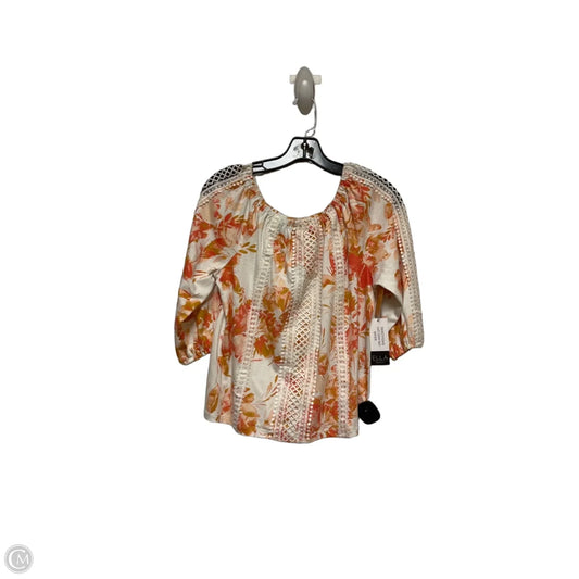 Top Short Sleeve By Rafaella In Orange & White, Size: Xsp