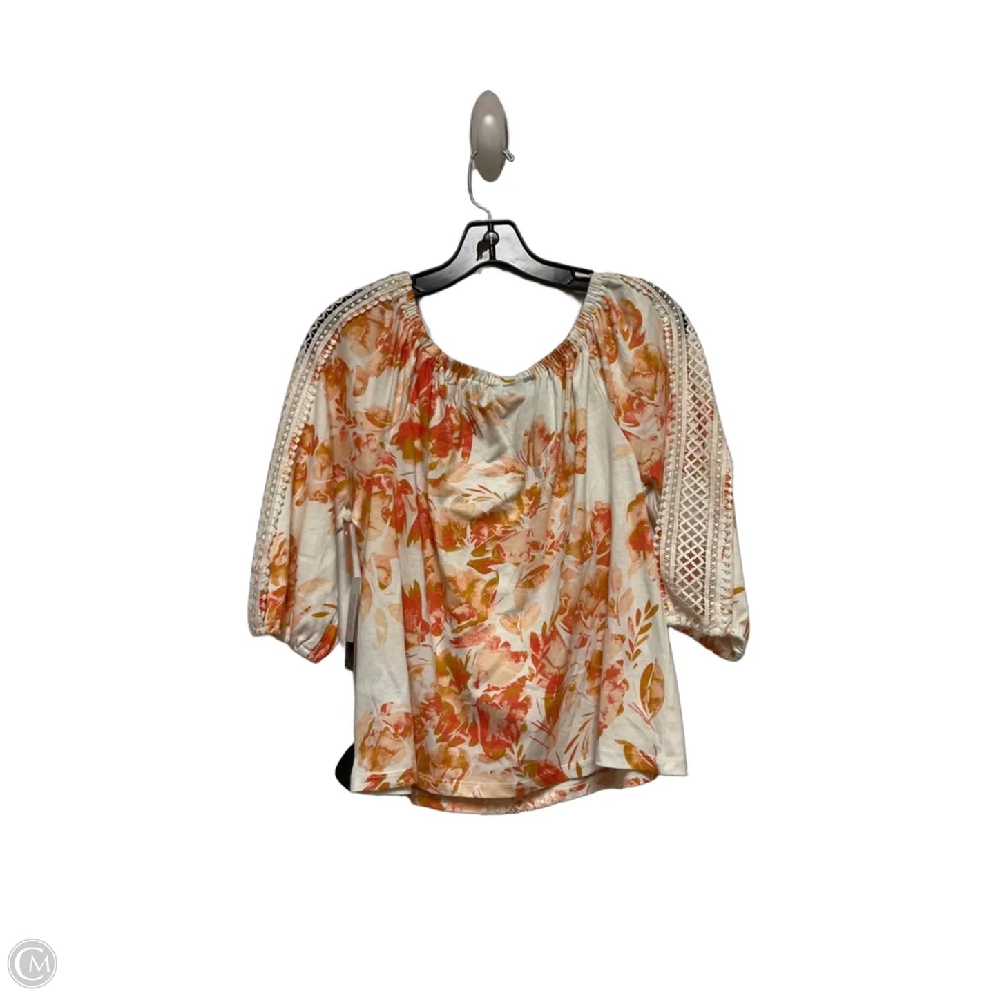 Top Short Sleeve By Rafaella In Orange & White, Size: Xsp