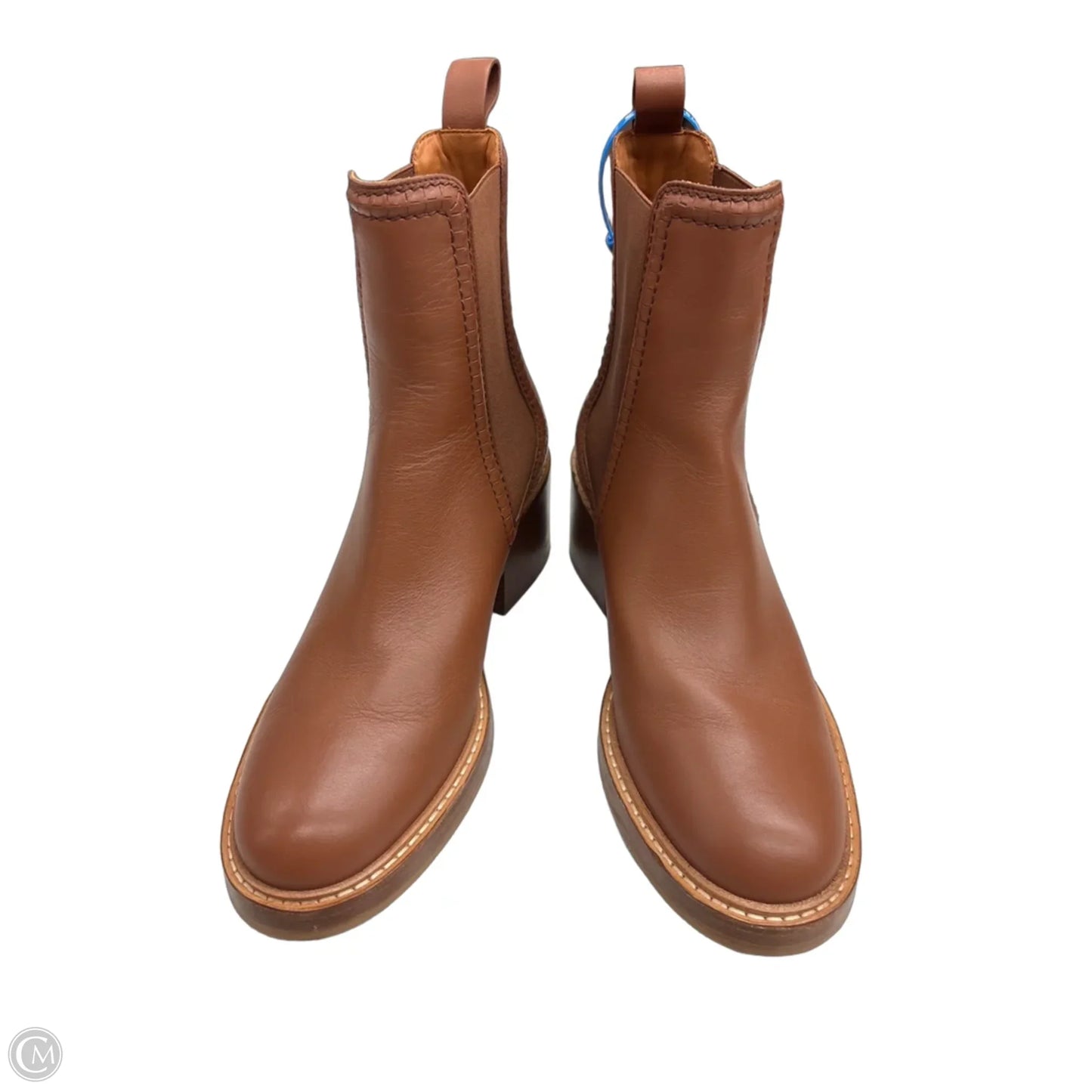 Boots Luxury Designer By Chloe In Brown, Size: 7.5