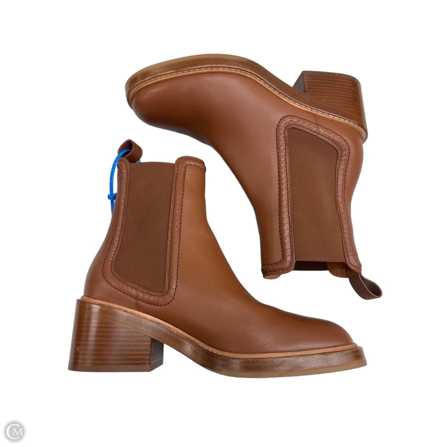 Boots Luxury Designer By Chloe In Brown, Size: 7.5