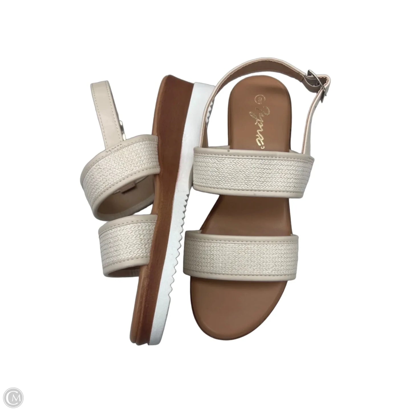 Sandals Heels Wedge By Clothes Mentor In Cream, Size: 9