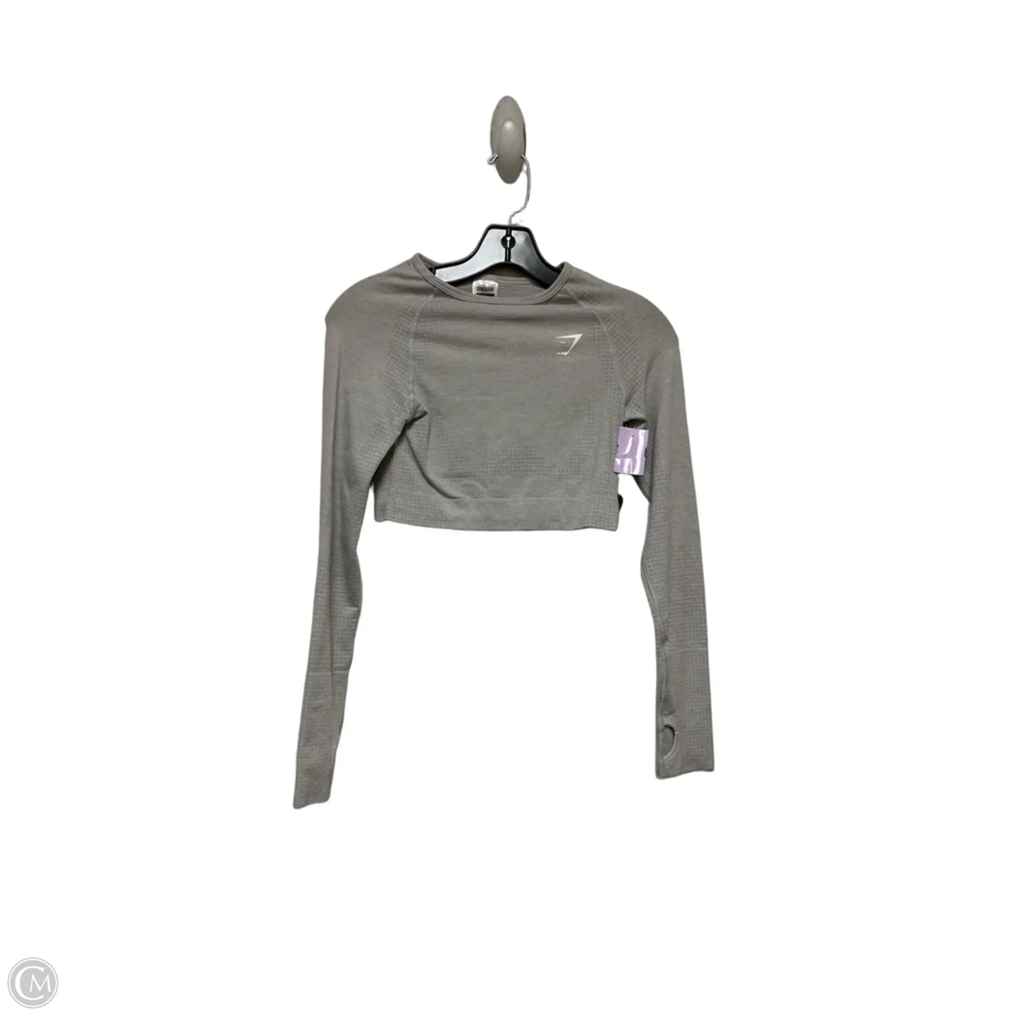Athletic Top Long Sleeve Crewneck By Gym Shark In Grey, Size: S