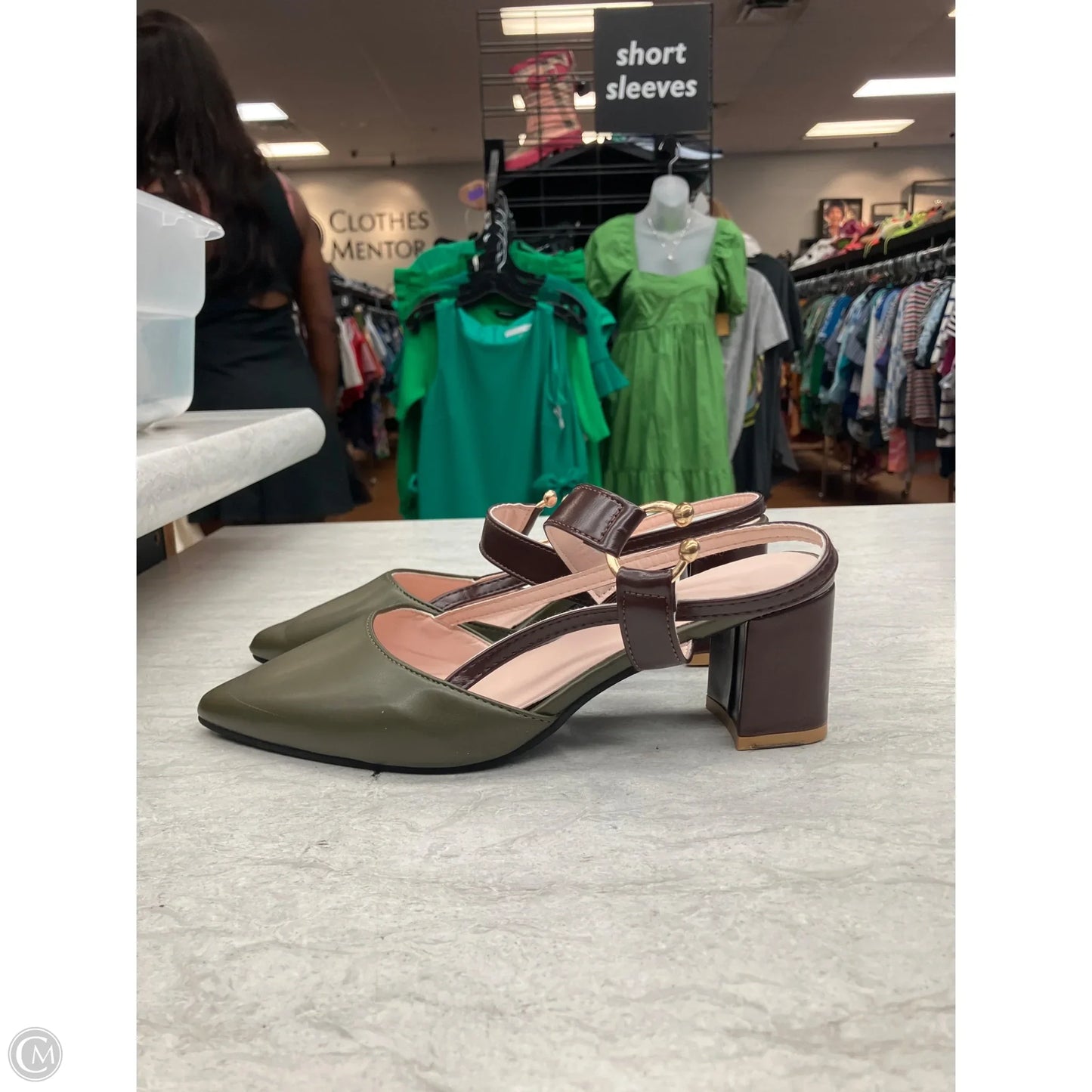 Shoes Heels Block By Clothes Mentor In Brown & Green, Size: 8.5