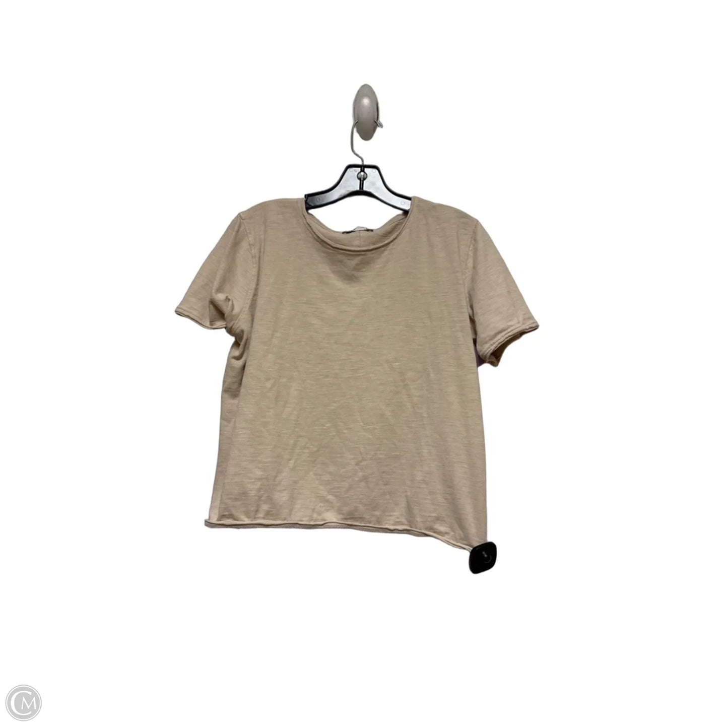 Top Short Sleeve Basic By Zara In Tan, Size: L