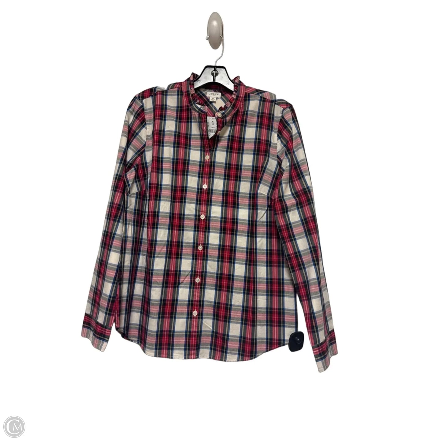 Top Long Sleeve By J. Crew In Plaid Pattern, Size: M
