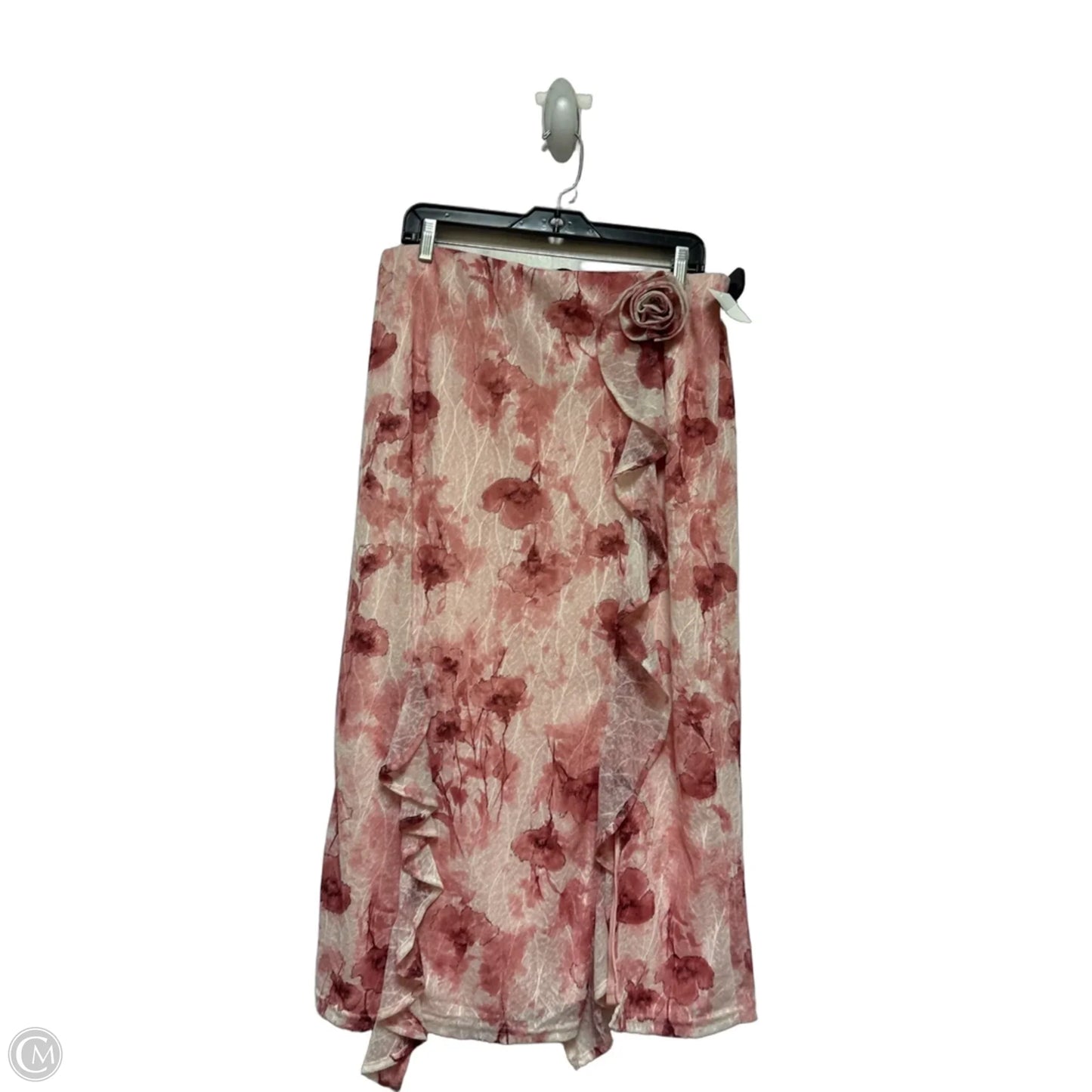 Skirt Midi By Clothes Mentor In Pink & White, Size: 14