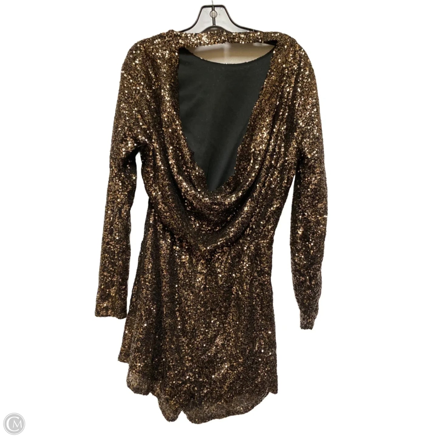 Romper By Boohoo Boutique In Black & Gold, Size: 8