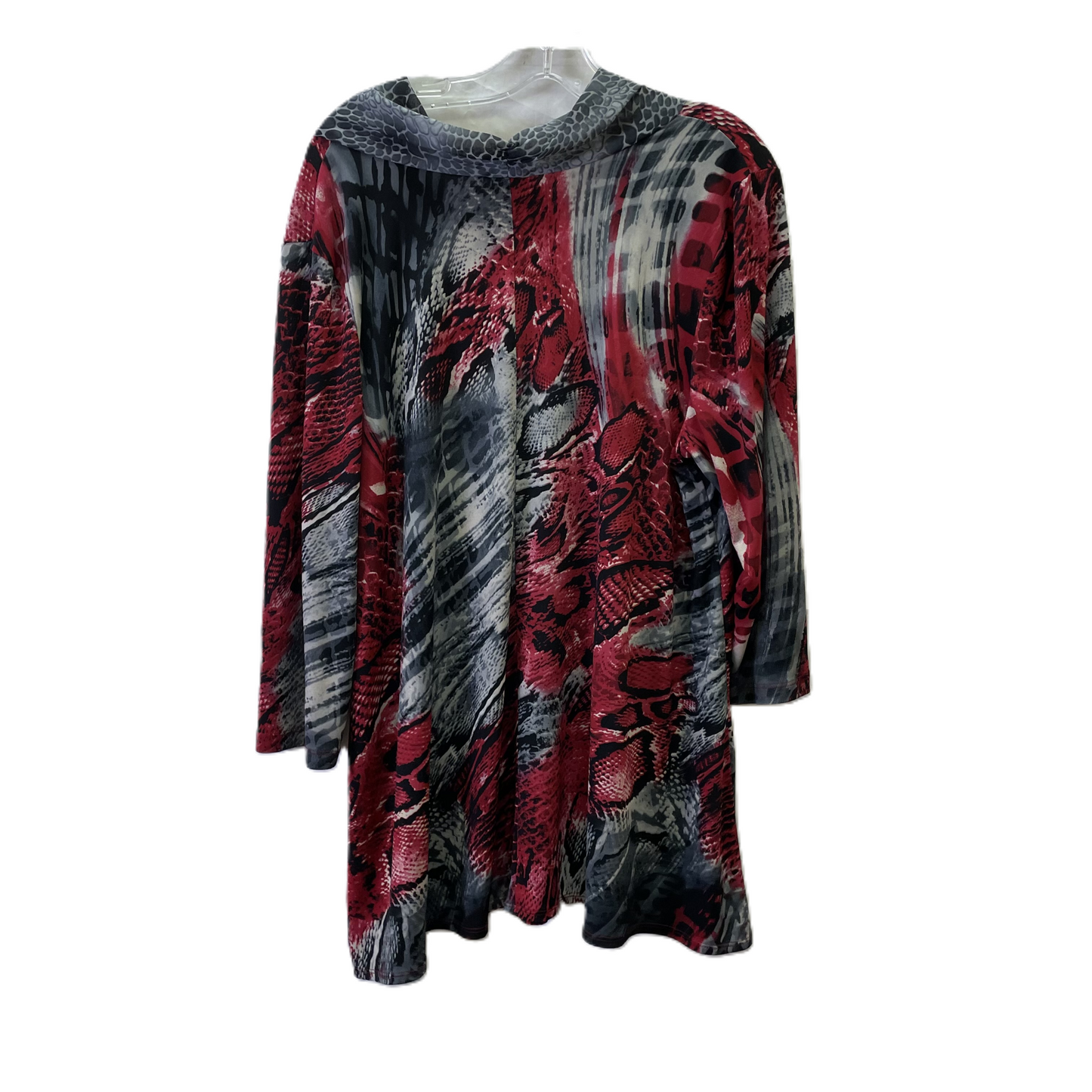 Top 3/4 Sleeve By Susan Graver In Grey & Red, Size: L