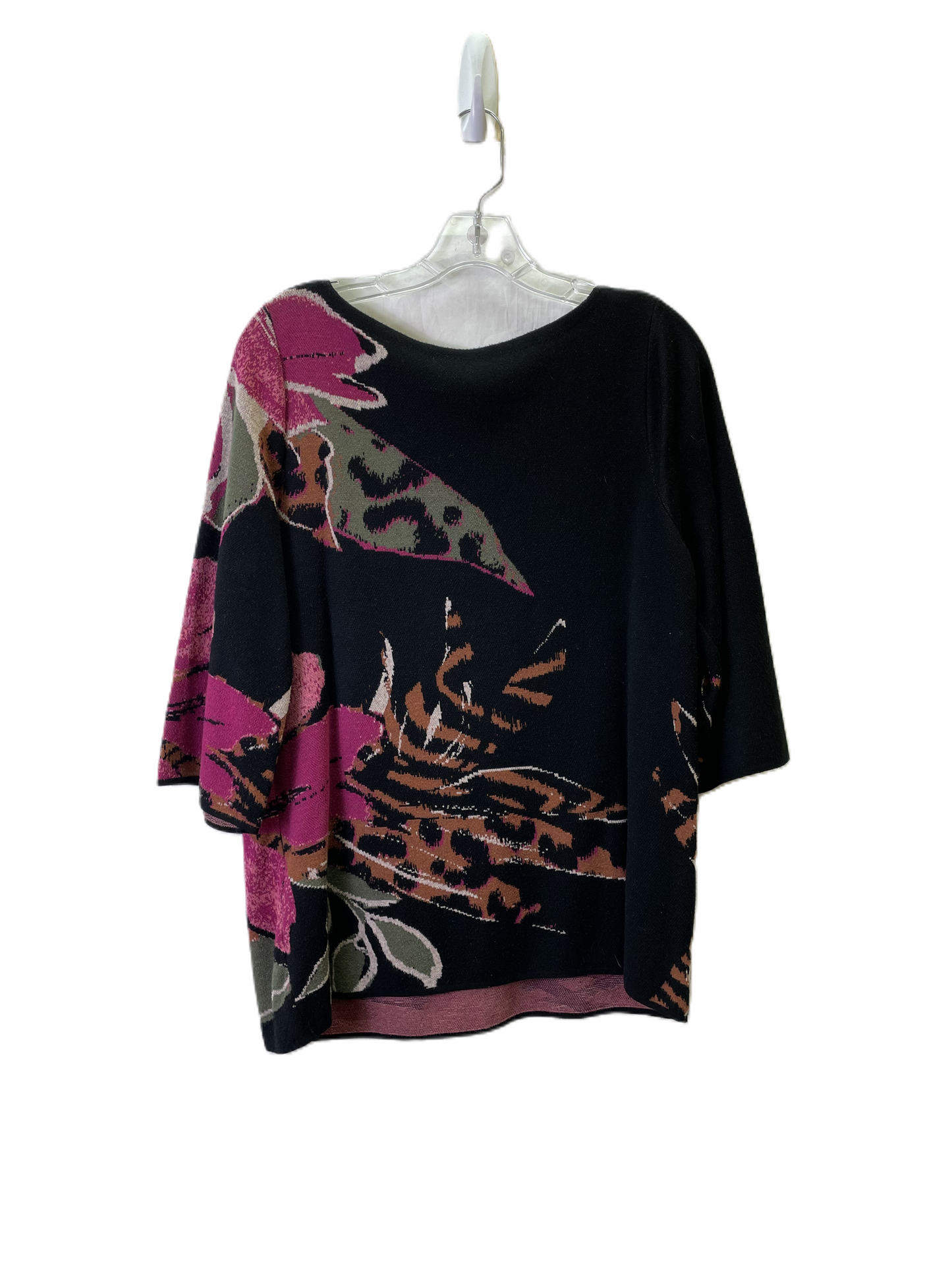 Sweater By Chicos In Black & Pink, Size: M