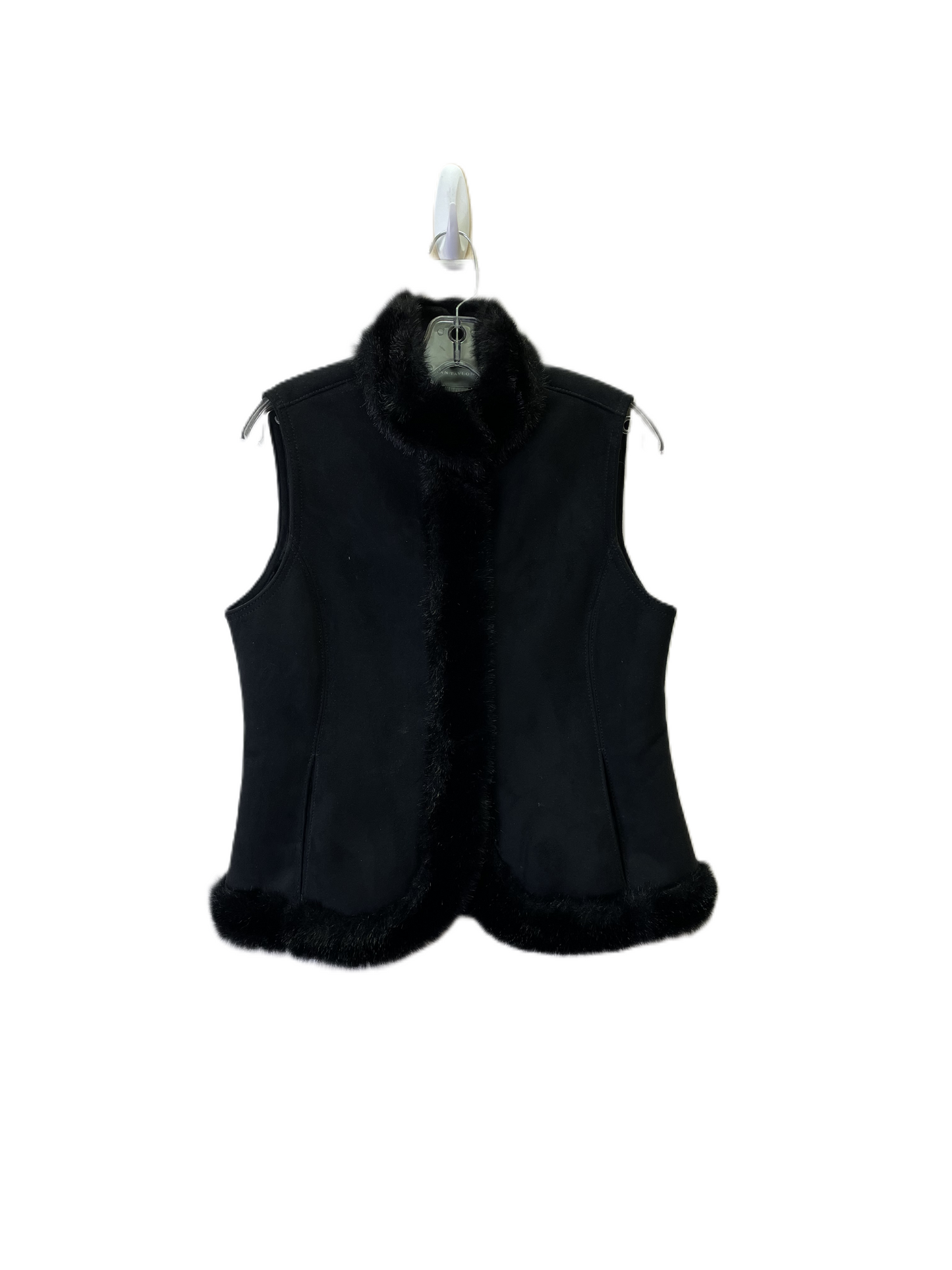 Vest Faux Fur & Sherpa By Ann Taylor In Black, Size: S