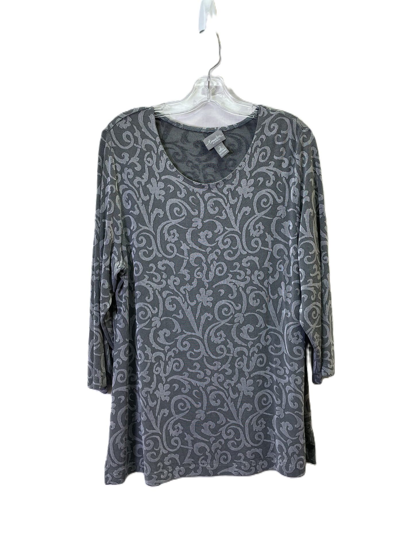 Top Long Sleeve By Chicos In Grey, Size: L