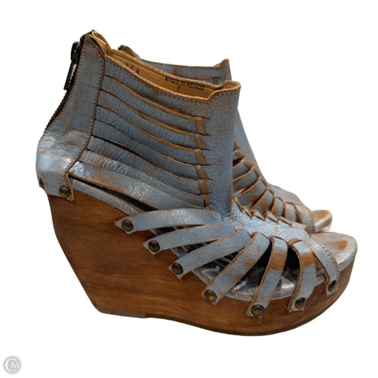 Sandals Heels Wedge By Bed Stu In Blue & Brown, Size: 7.5