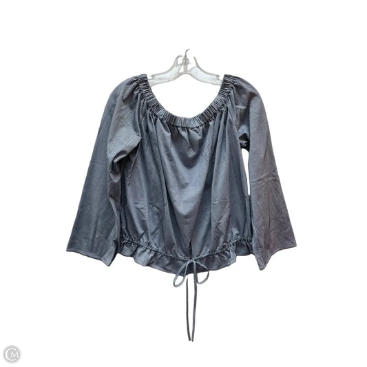 Top Long Sleeve By Theory In Blue & White, Size: S
