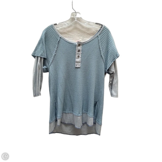 Top 3/4 Sleeve By Cmc In Blue, Size: L