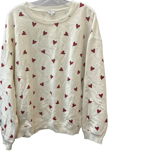 Sweatshirt Crewneck By Kule In Cream & Red, Size: Xl