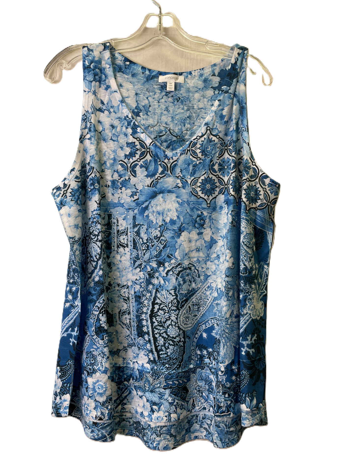 Blue Top Sleeveless By Concepts, Size: 1x