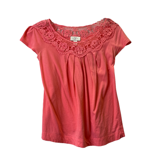 Pink Top Short Sleeve By Loft, Size: S