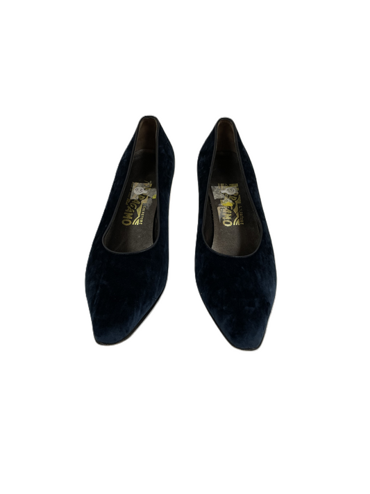 Shoes Heels Block By Ferragamo In Navy, Size: 9.5