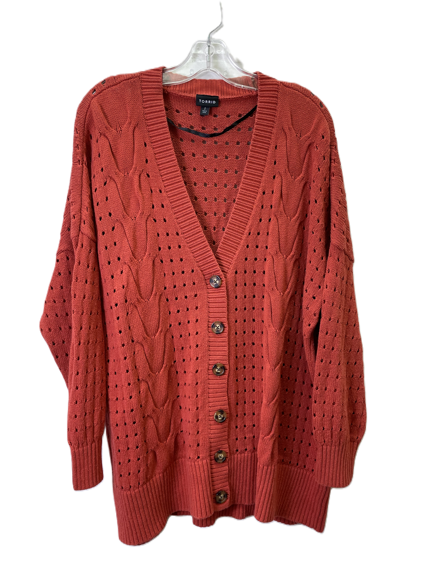 Sweater Cardigan By Torrid In Red, Size: 2x