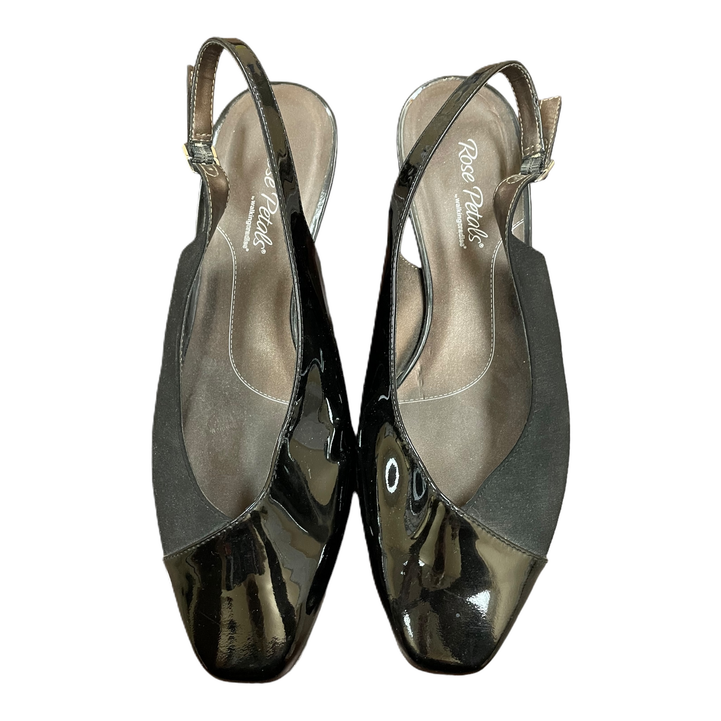 Black Shoes Heels Block By ROSE PETALS BY WALKING CRADLES, Size: 11