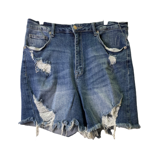 Blue Denim Shorts By Risen, Size: 1x