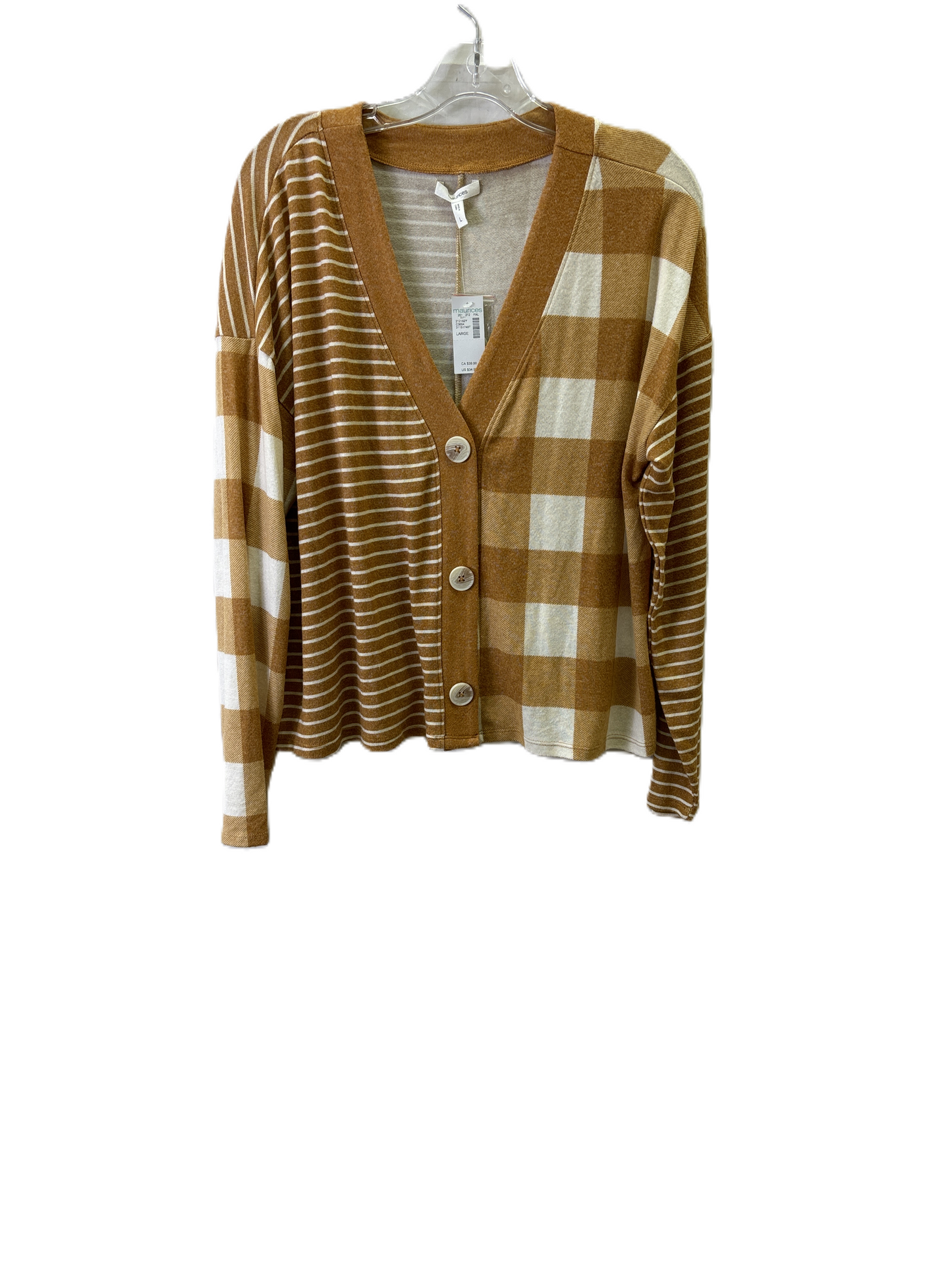 Sweater Cardigan By Maurices In Tan, Size: L