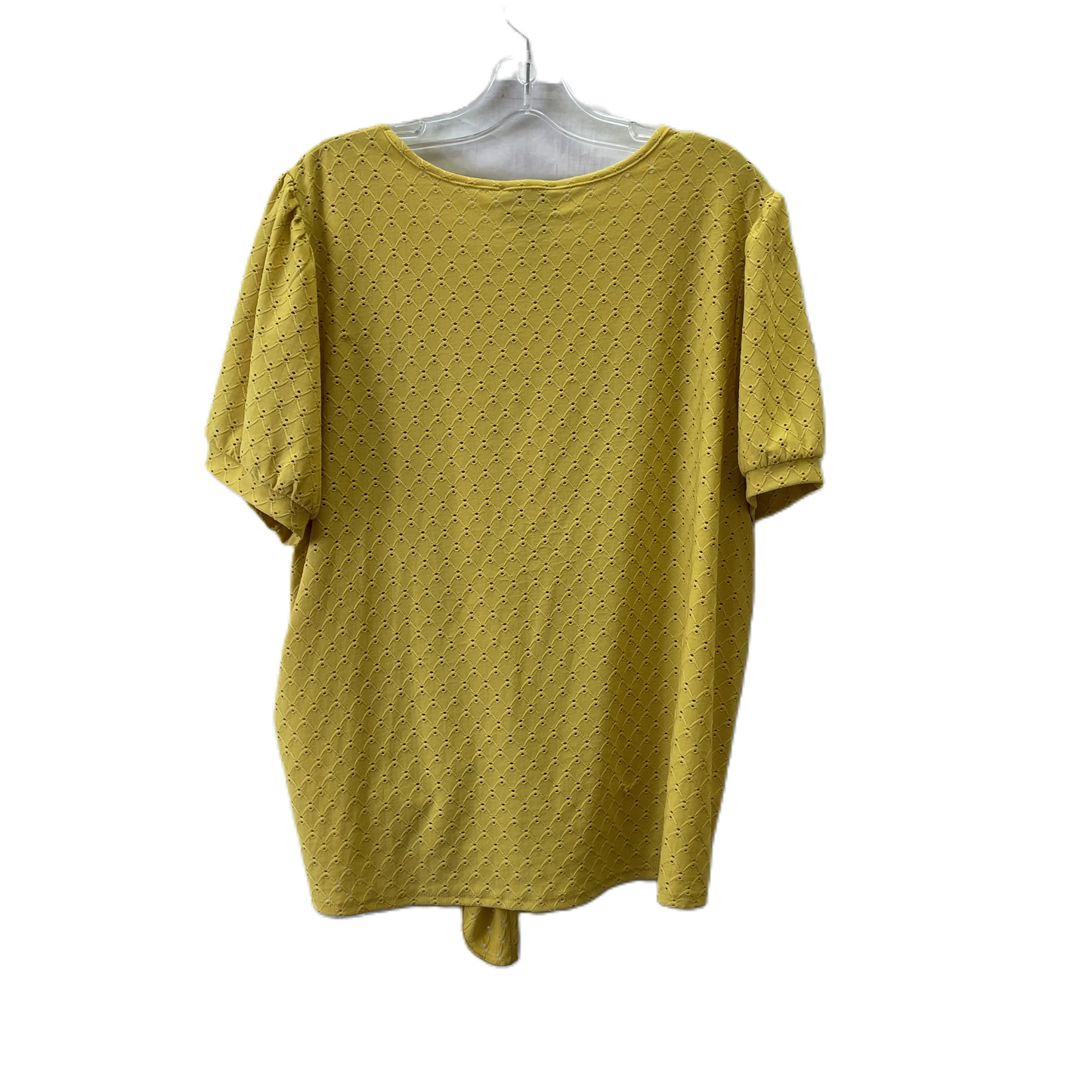 Yellow Top Short Sleeve By Carmen Marc Valvo, Size: 1x