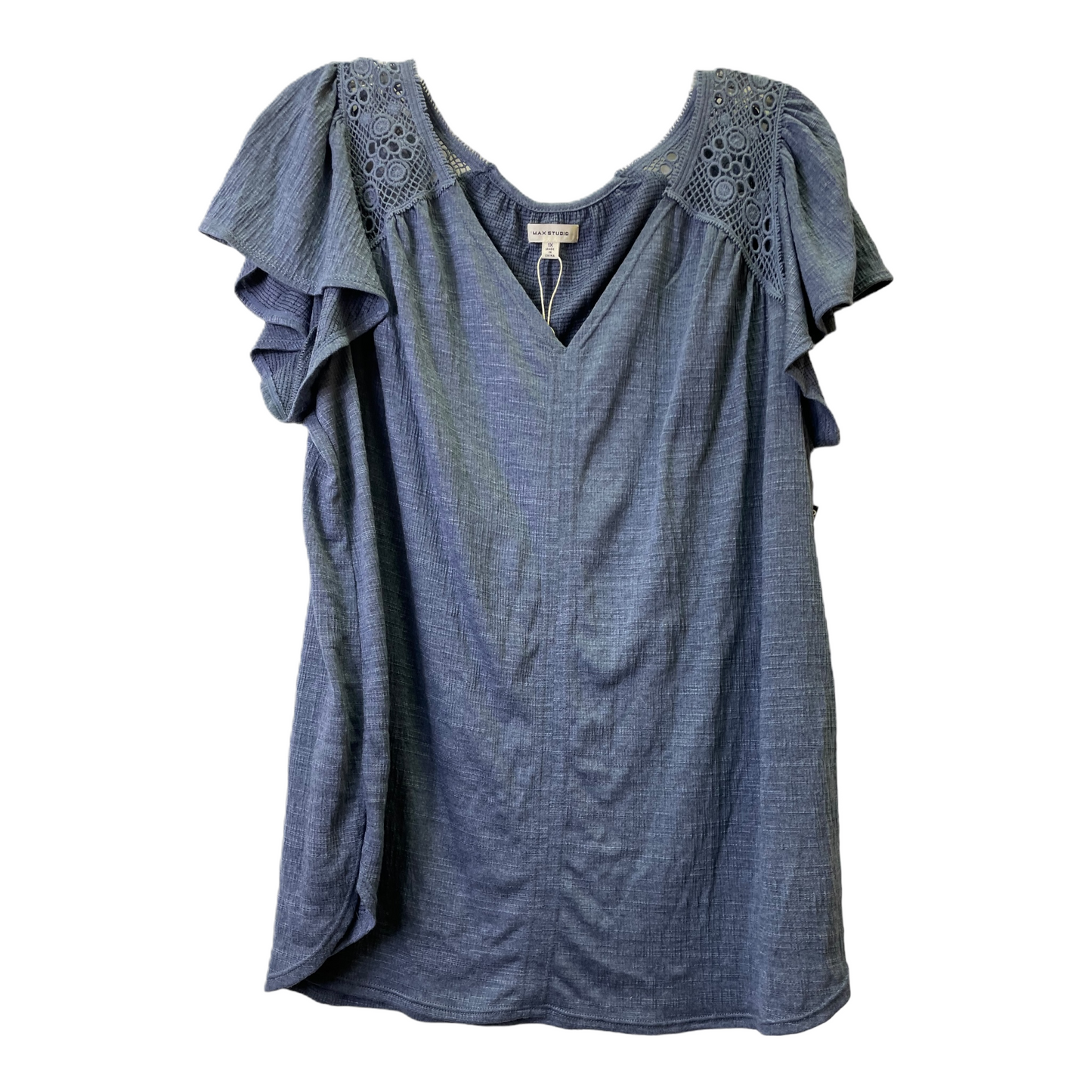 Blue Top Short Sleeve By Max Studio, Size: 1x