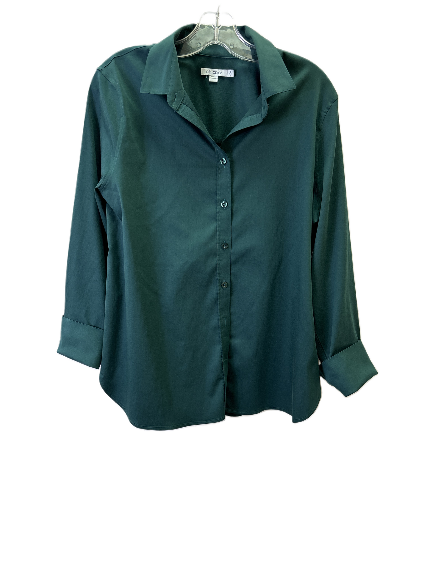 Top Long Sleeve By Chicos In Green, Size: M