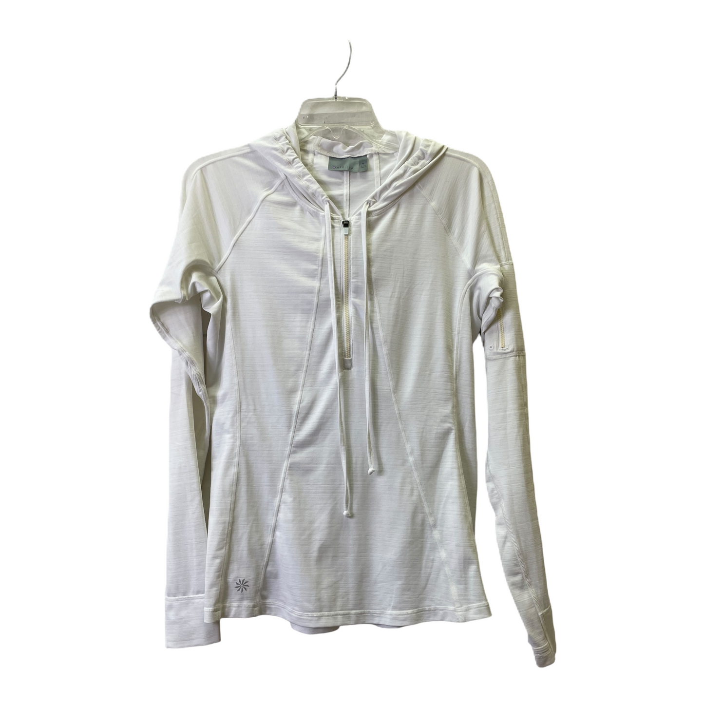 White Athletic Top Long Sleeve Collar By Athleta, Size: M