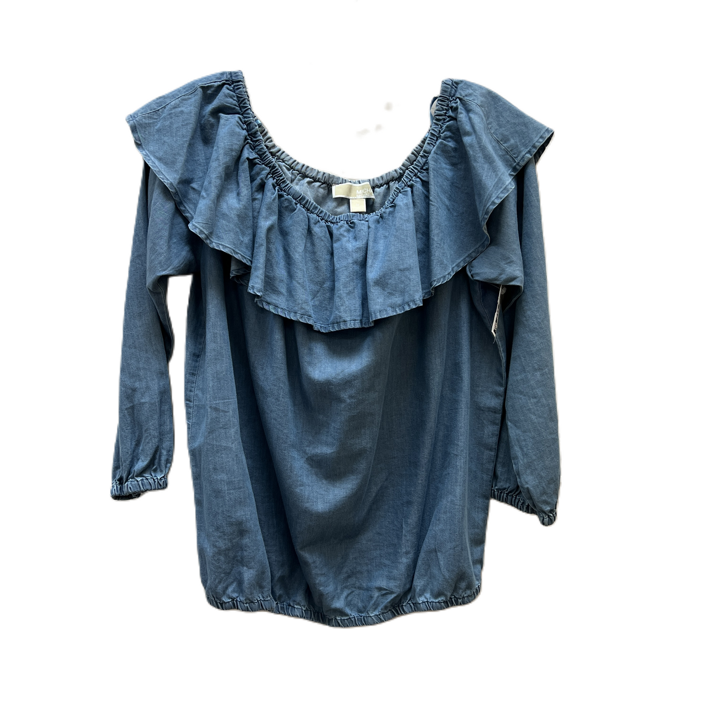 Top Long Sleeve Basic By Michael By Michael Kors In Blue Denim, Size: M