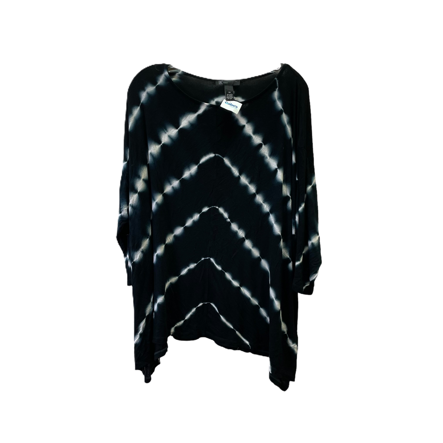 Black & White Top Long Sleeve Basic By Inc, Size: 3x