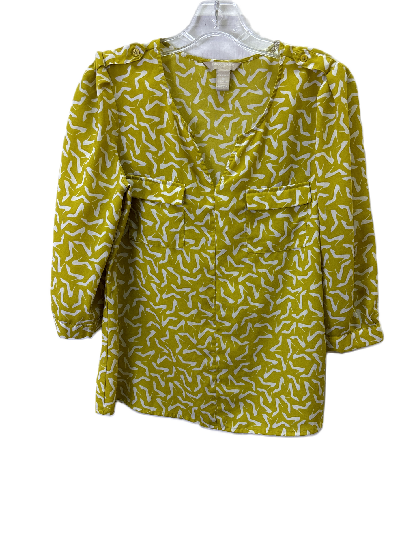 Top Long Sleeve By Banana Republic In Yellow, Size: M